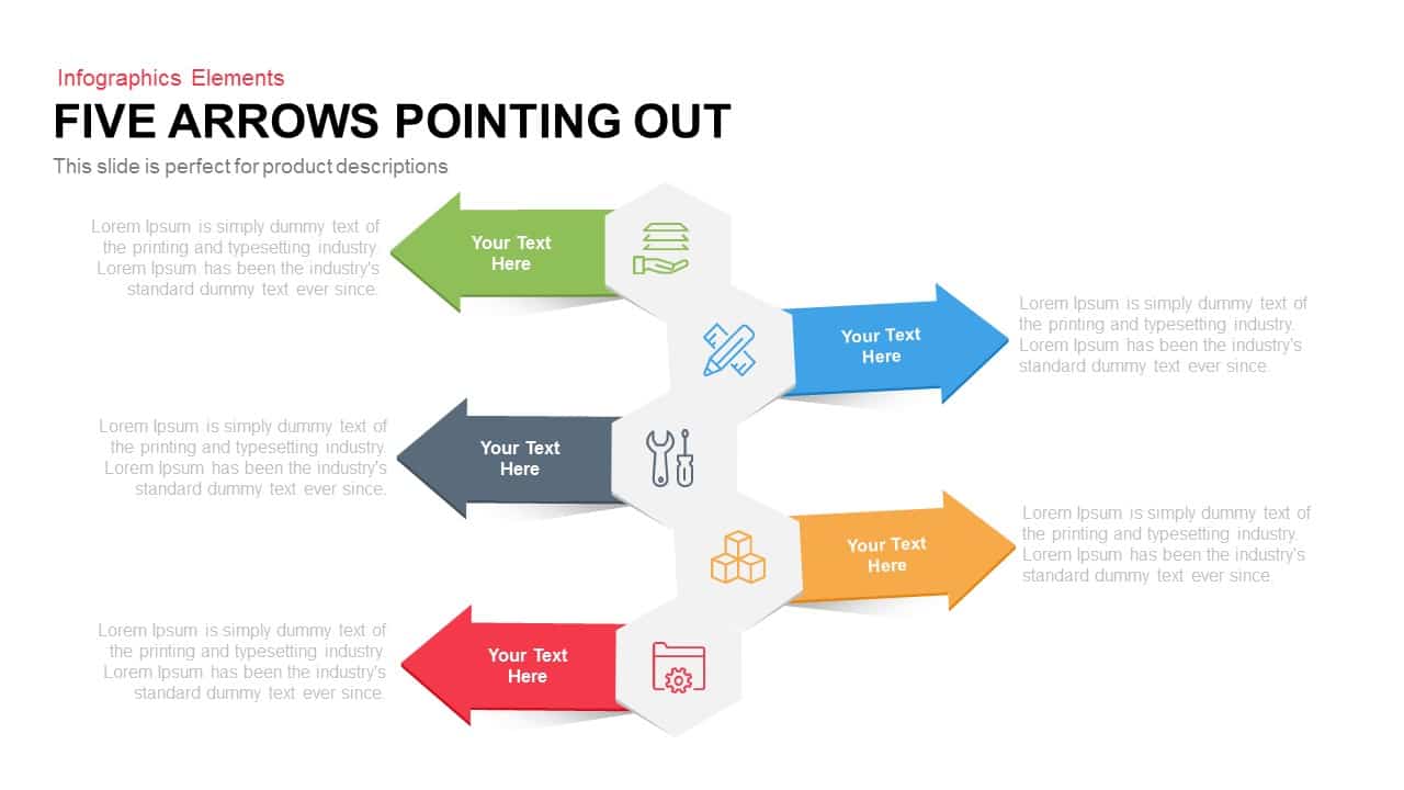 5 Arrows Pointing Out PowerPoint Template