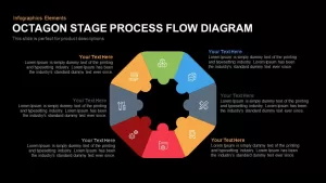 Octagon Stage Process Flow Diagram Template for PowerPoint and Keynote Slide