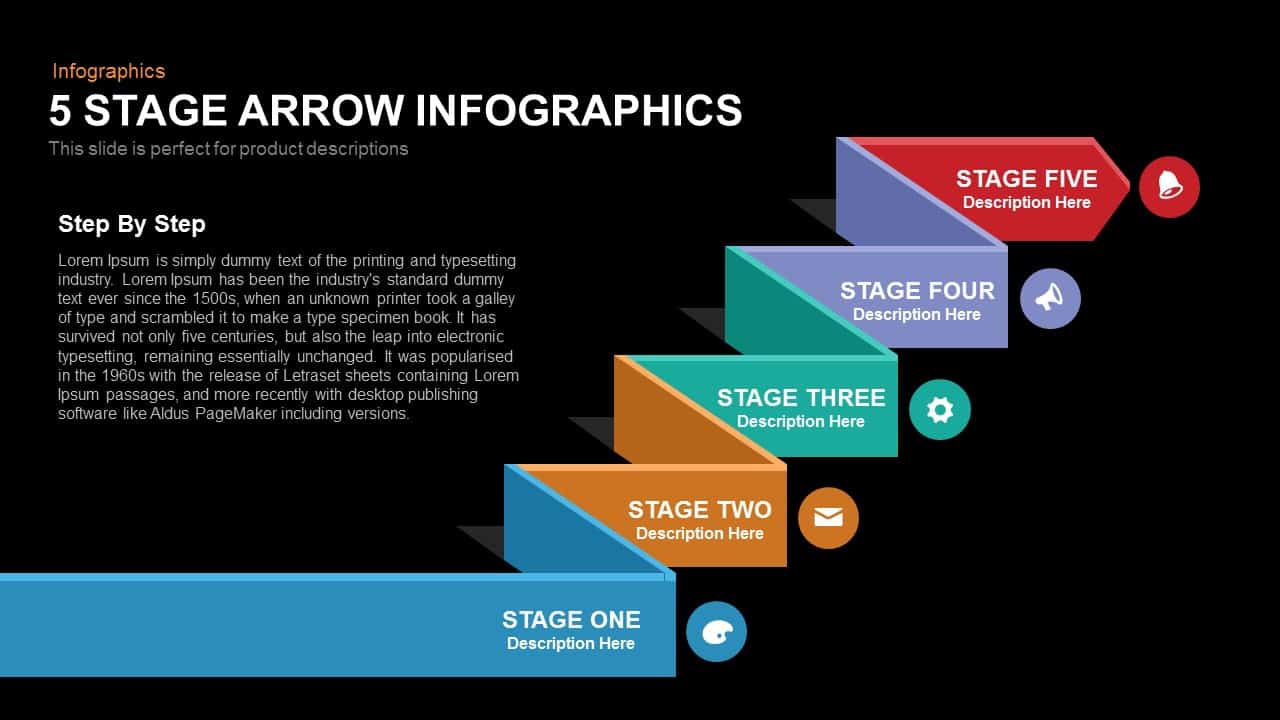 5 Stage Arrow Infographics Powerpoint Keynote template