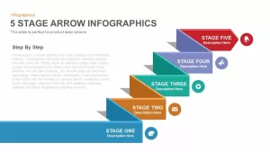5 Stage Infographic Arrow PowerPoint Template and Keynote Slide