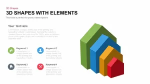 4 pointer slide with 3d graph element PowerPoint template - 3d Shapes with Elements