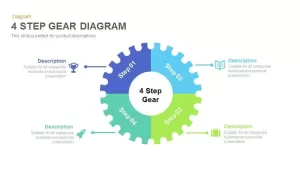4 Step Gear Diagram PowerPoint Template and Keynote Slide
