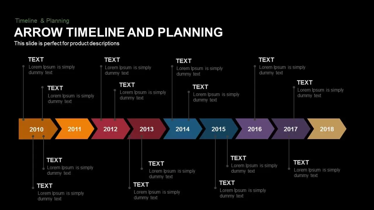 Arrow Timeline and Planning Template for PowerPoint and Keynote