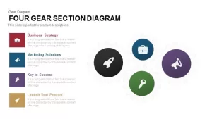 4 Section Gear Diagram PowerPoint Template and Keynote Slide