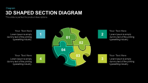 3d Shaped Section Diagram PowerPoint Template