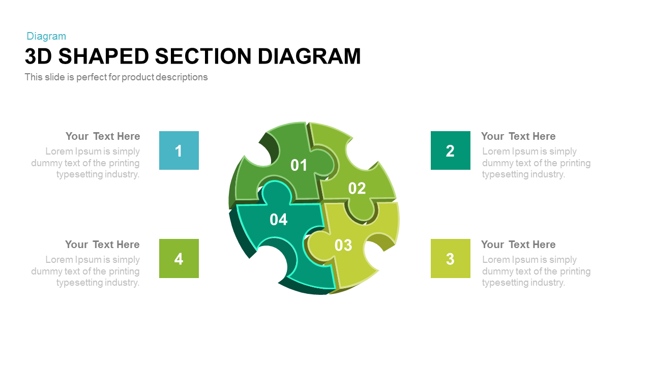 3d Shaped Section Diagram Powerpoint and Keynote template