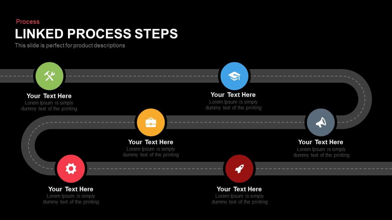 Linked Process Steps Powerpoint and Keynote template