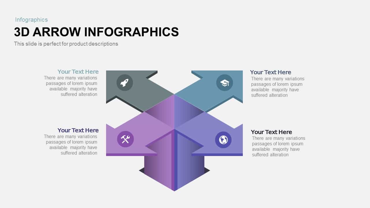 3d infographics arrow PowerPoint template and keynote