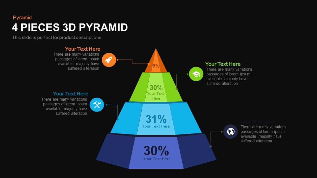 4 Pieces 3d Pyramid Powerpoint and Keynote template
