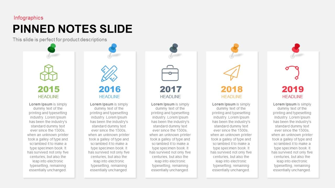 Pinned notes PowerPoint template and keynote