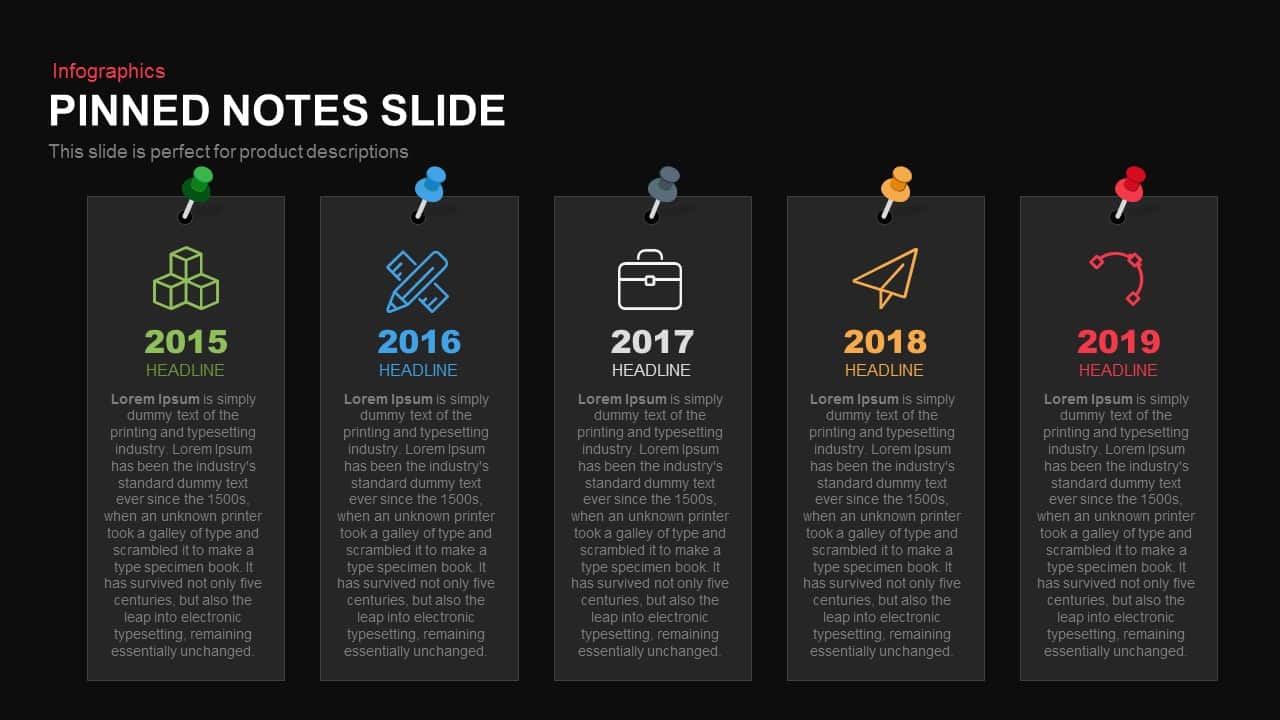 Pinned Notes Slide Powerpoint and Keynote template