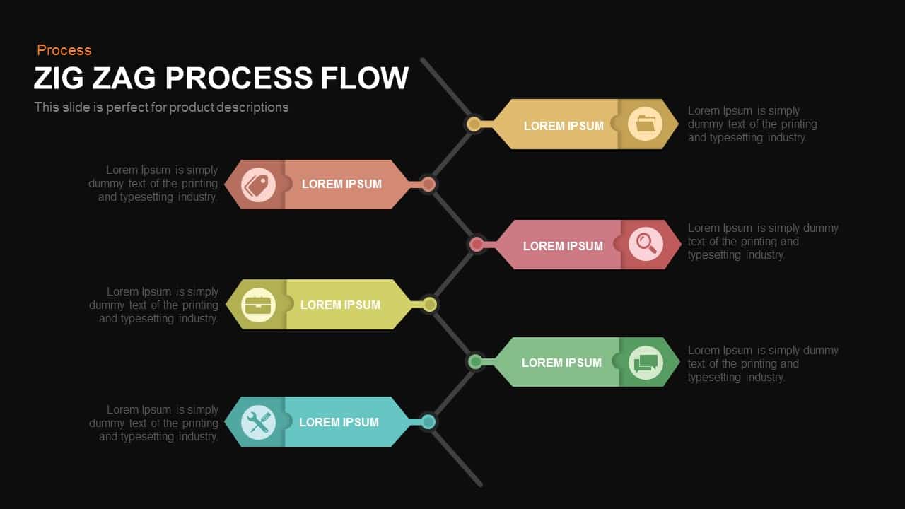 Zig Zag Process Flow Powerpoint and Keynote template