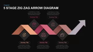 5 Stage zigzag arrow diagram PowerPoint template and keynote