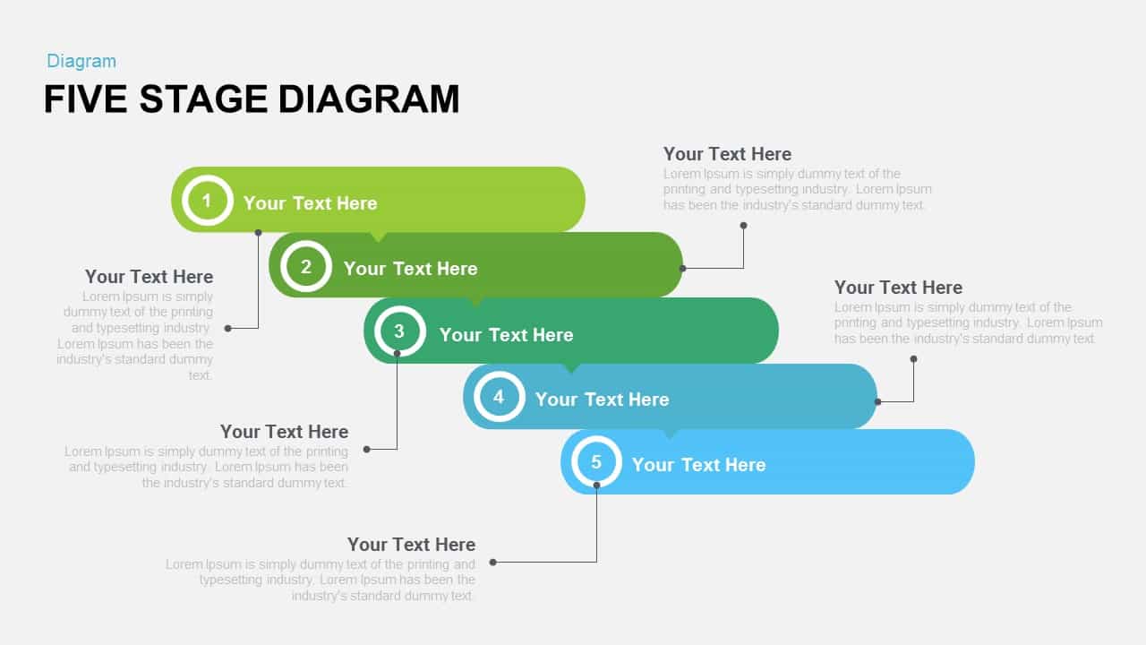 Five Stage Diagram Powerpoint and Keynote template