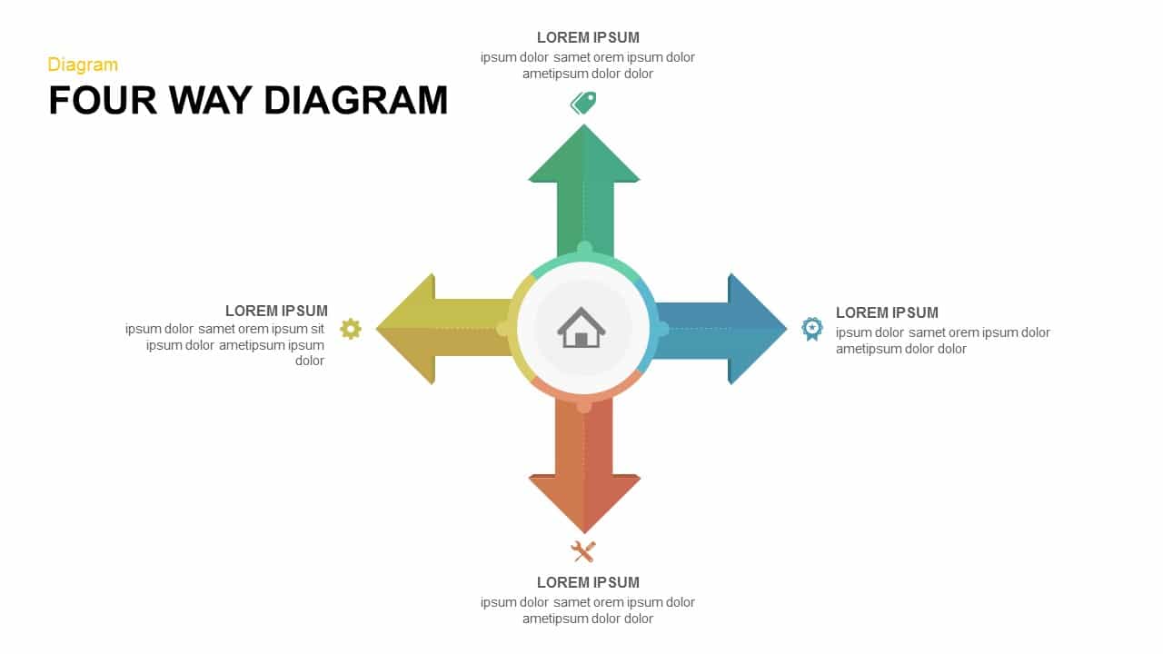 Four-Way Diagram Powerpoint and Keynote template