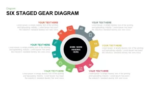 6 staged gear diagram PowerPoint template