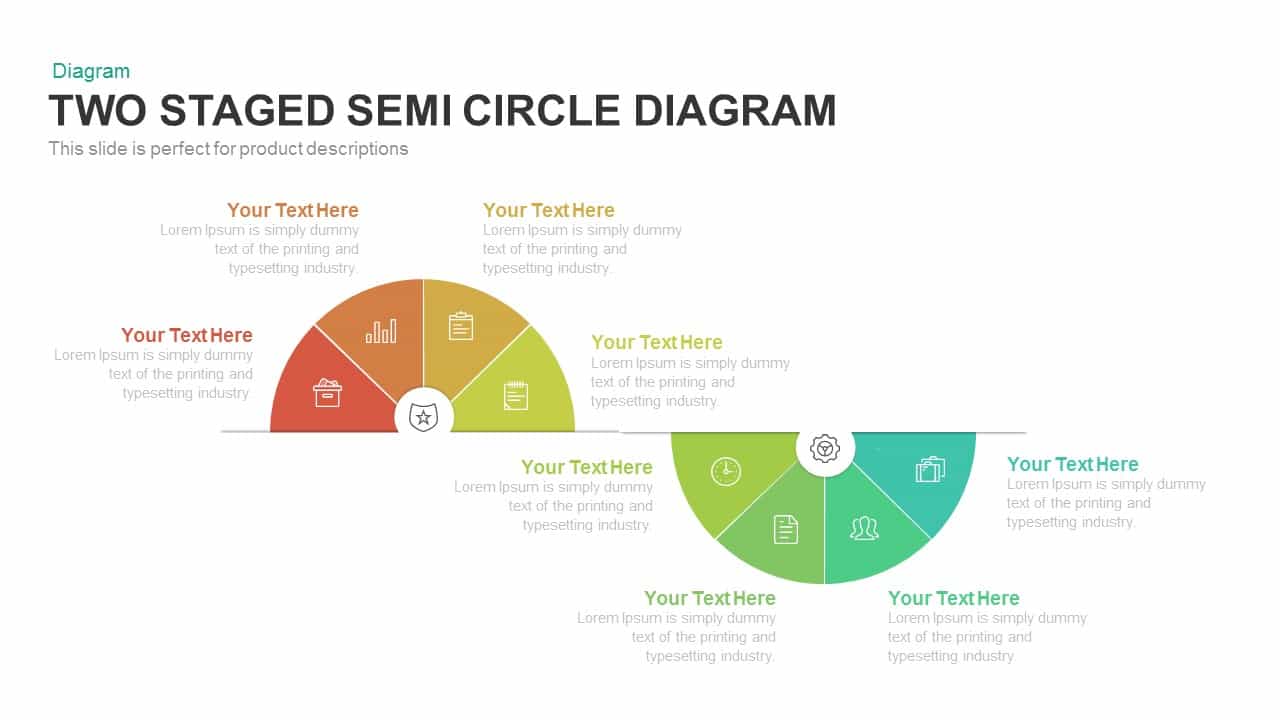 Two Staged Semi Circle Diagram Powerpoint and Keynote template