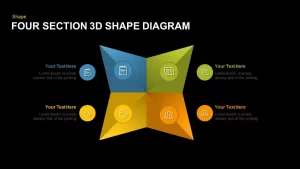 4 Section 3D Shape Diagram Template for PowerPoint and Keynote