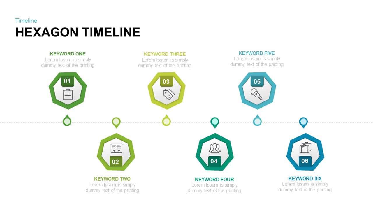 Hexagon Timeline Powerpoint and Keynote template