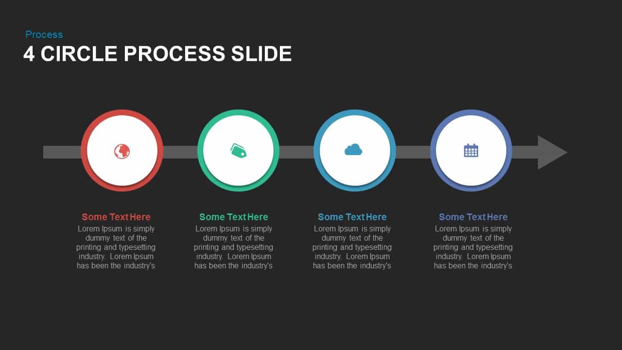 4 Circle Process Powerpoint and Keynote Slide