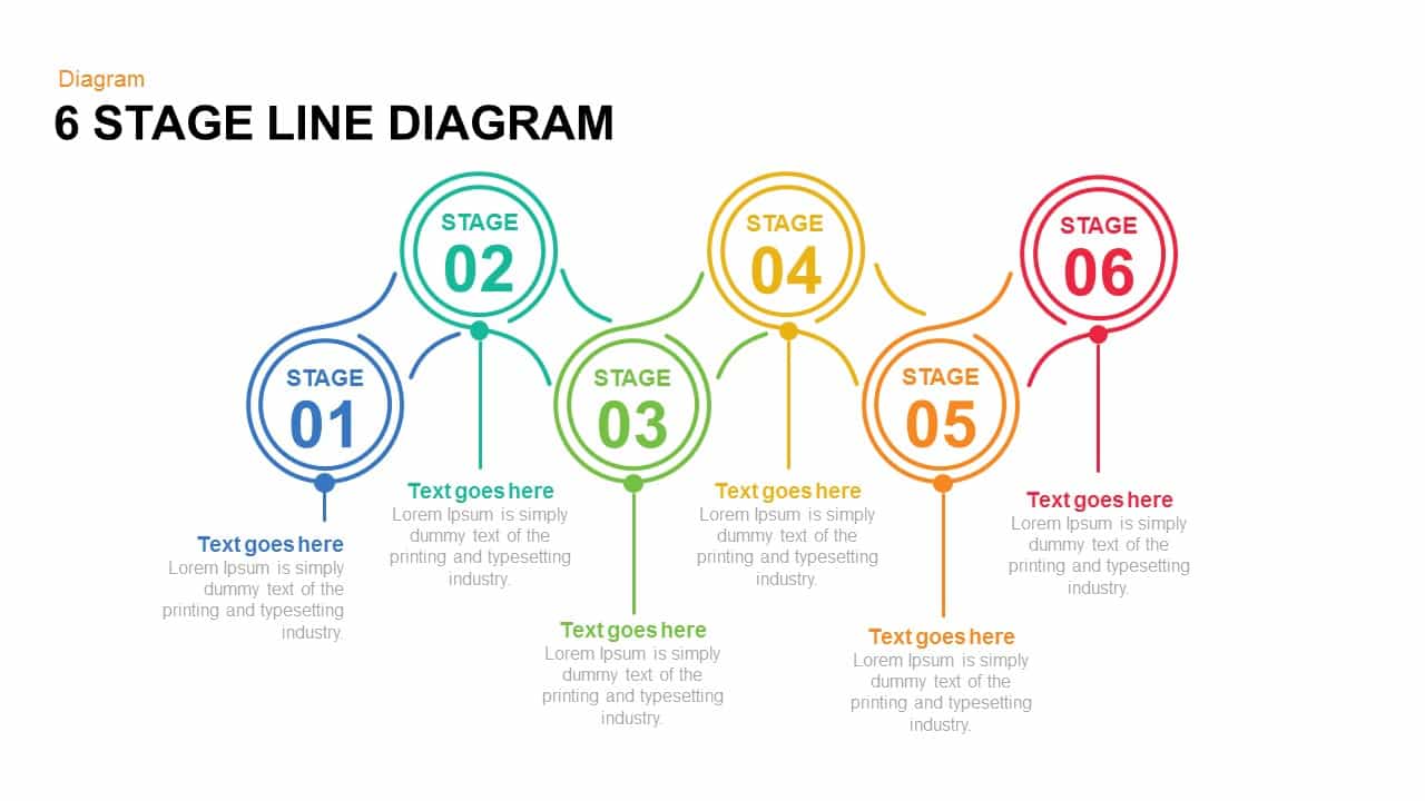 6 Stage Line Diagram Powerpoint and Keynote template