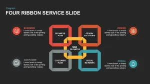 4 Ribbon Service PowerPoint Template and Keynote Slide