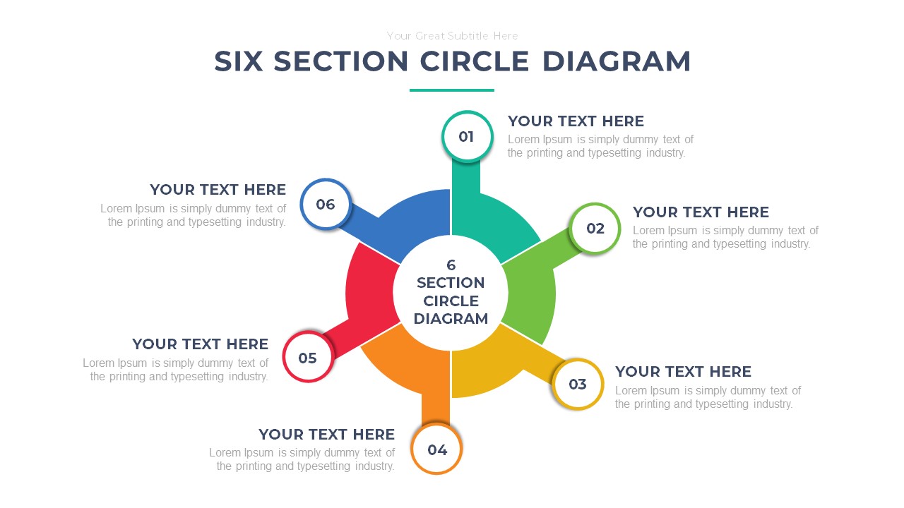 Six Section Circle Diagram PPT Template Free