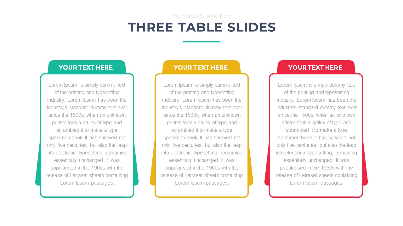 Three Table Slide Template Free