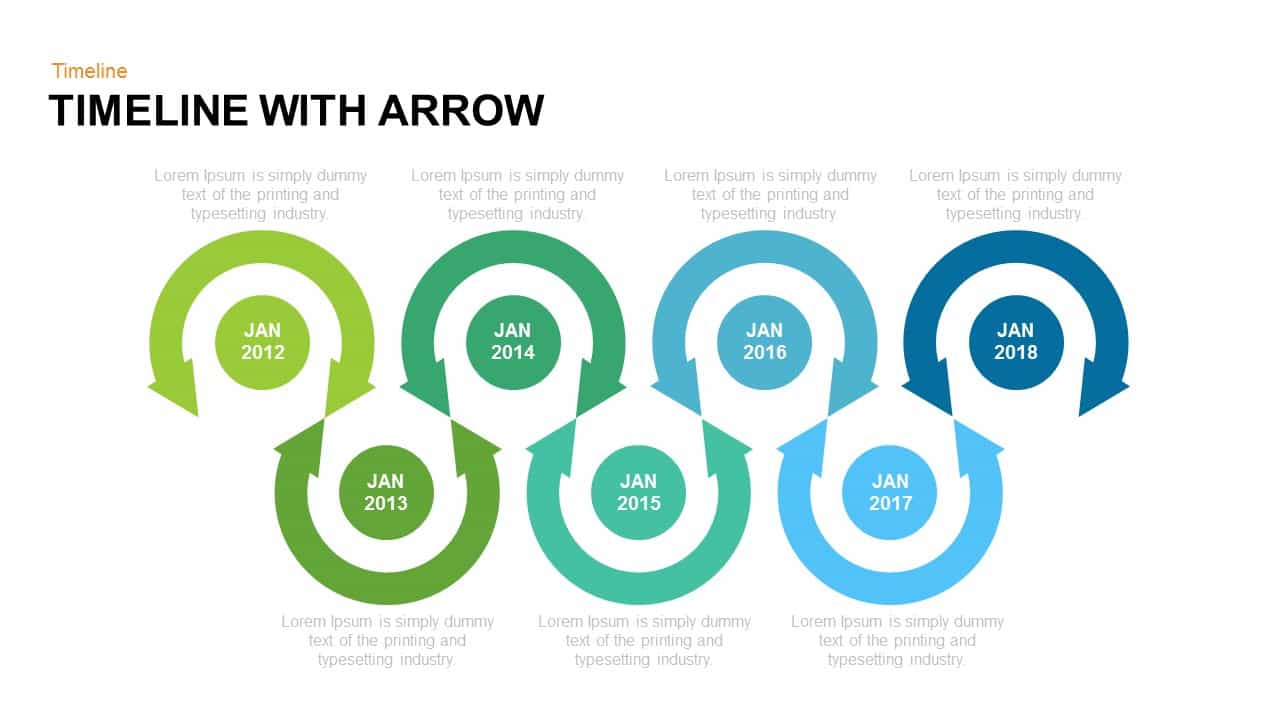 Timeline with Arrow Powerpoint and Keynote Slide