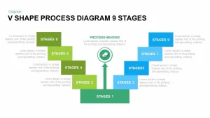 9 Stages V Shape Process Diagram PowerPoint Template and Keynote Slide