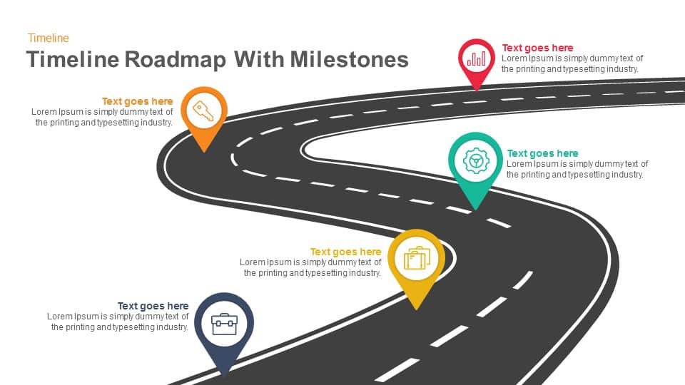 Timeline roadmap with milestones PowerPoint template and keynote