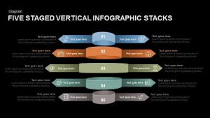 Five Staged Vertical Infographic Stacks Powerpoint and Keynote Template