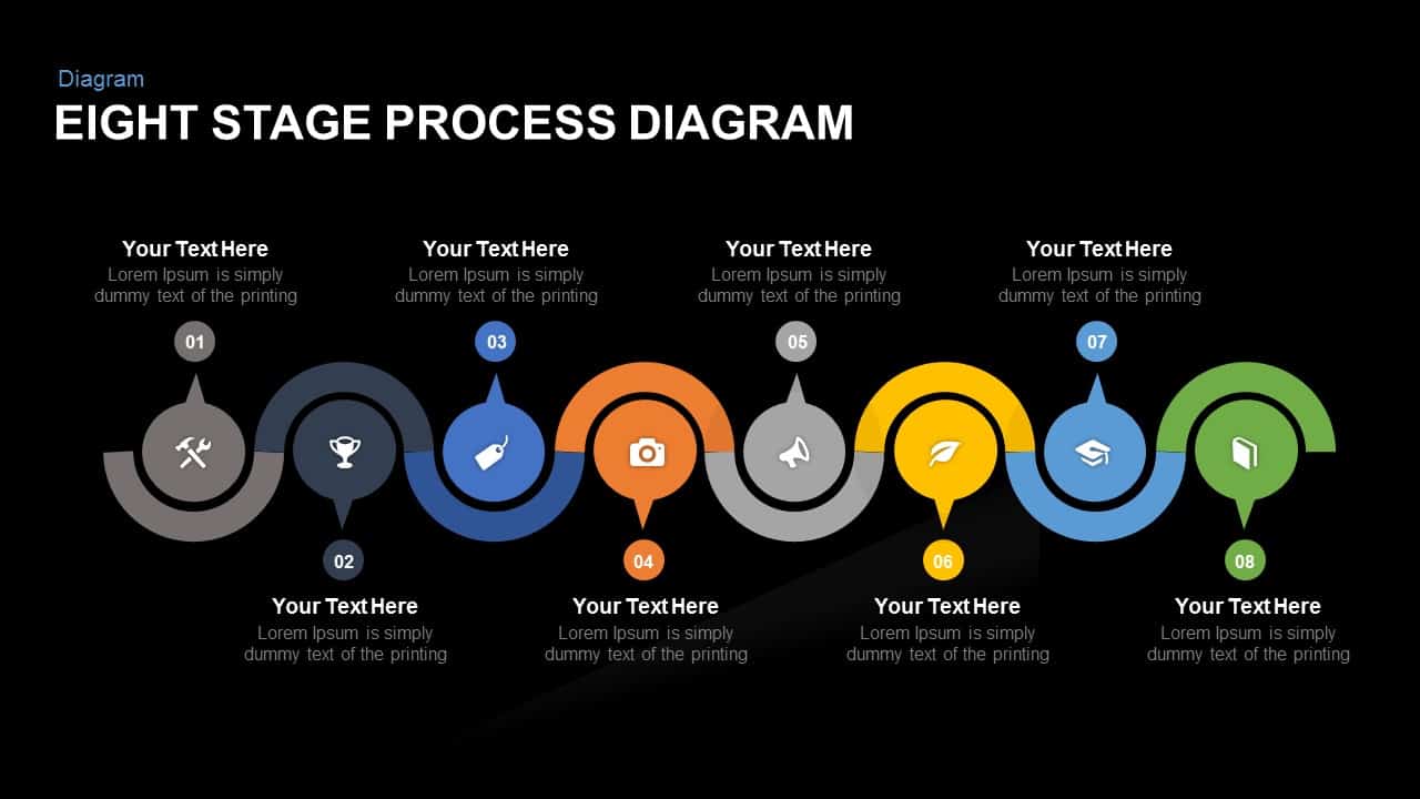 Eight Stage Process Diagram Powerpoint and Keynote template