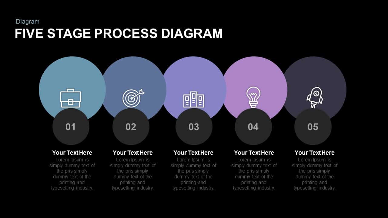 Five Stage Process Diagram Free Powerpoint And Keynote Template