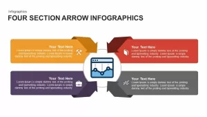 4 section infographic arrow PowerPoint template and keynote