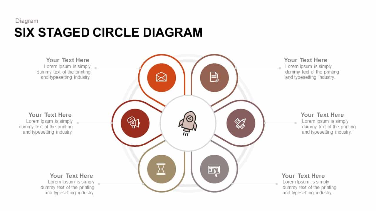 6 Staged Circle Diagram Template for PowerPoint and Keynote