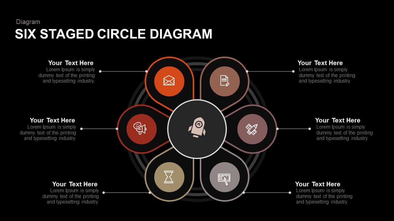 Six Staged Circle Diagram Powerpoint Template