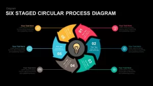 Six Staged Circular Process Diagram Powerpoint template