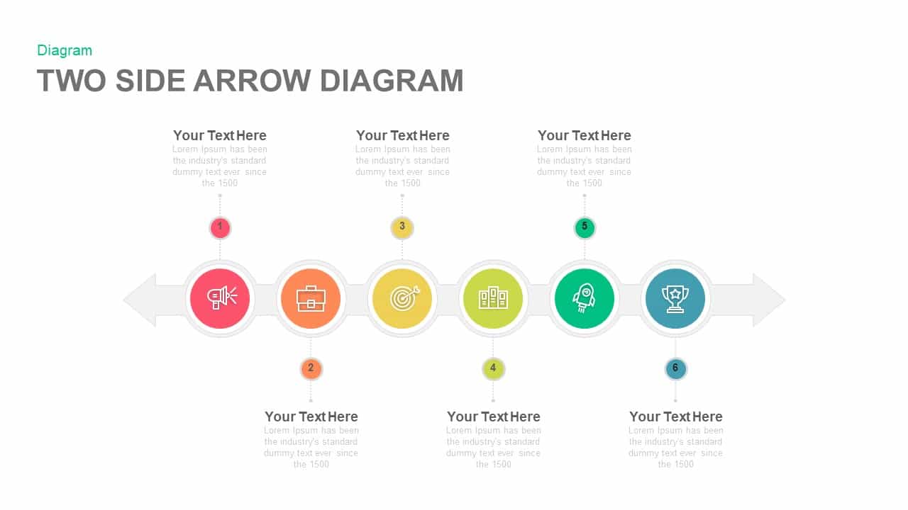 Two Side Arrow Diagram Powerpoint and Keynote template