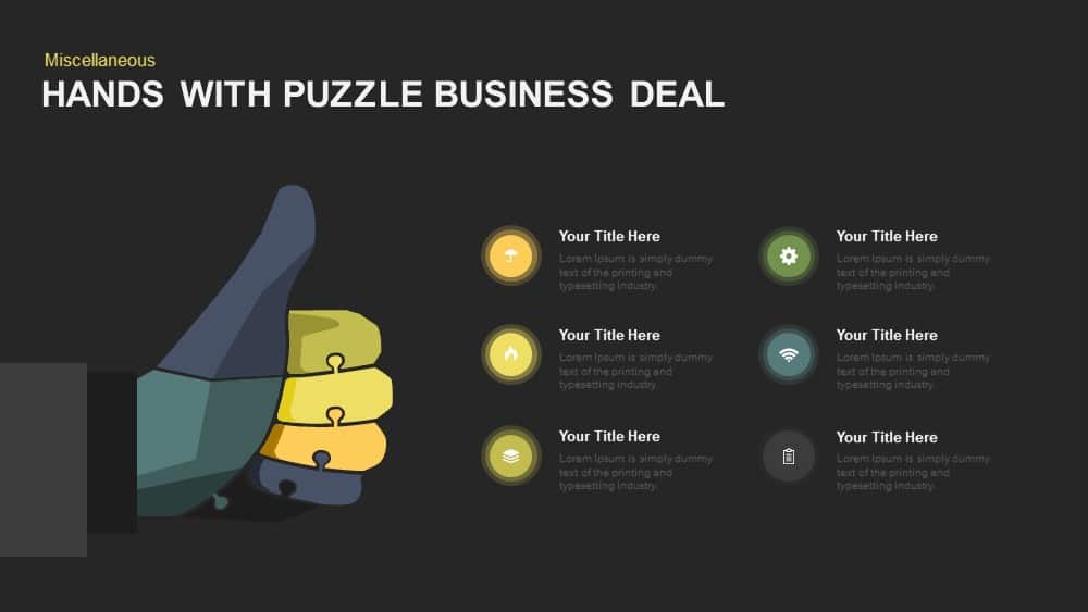Hands With Puzzle Business Deal PowerPoint Template