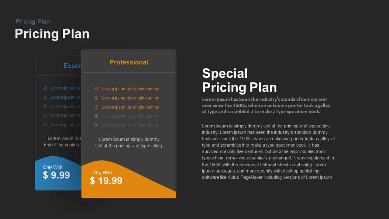 Two Pricing Plan PowerPoint template