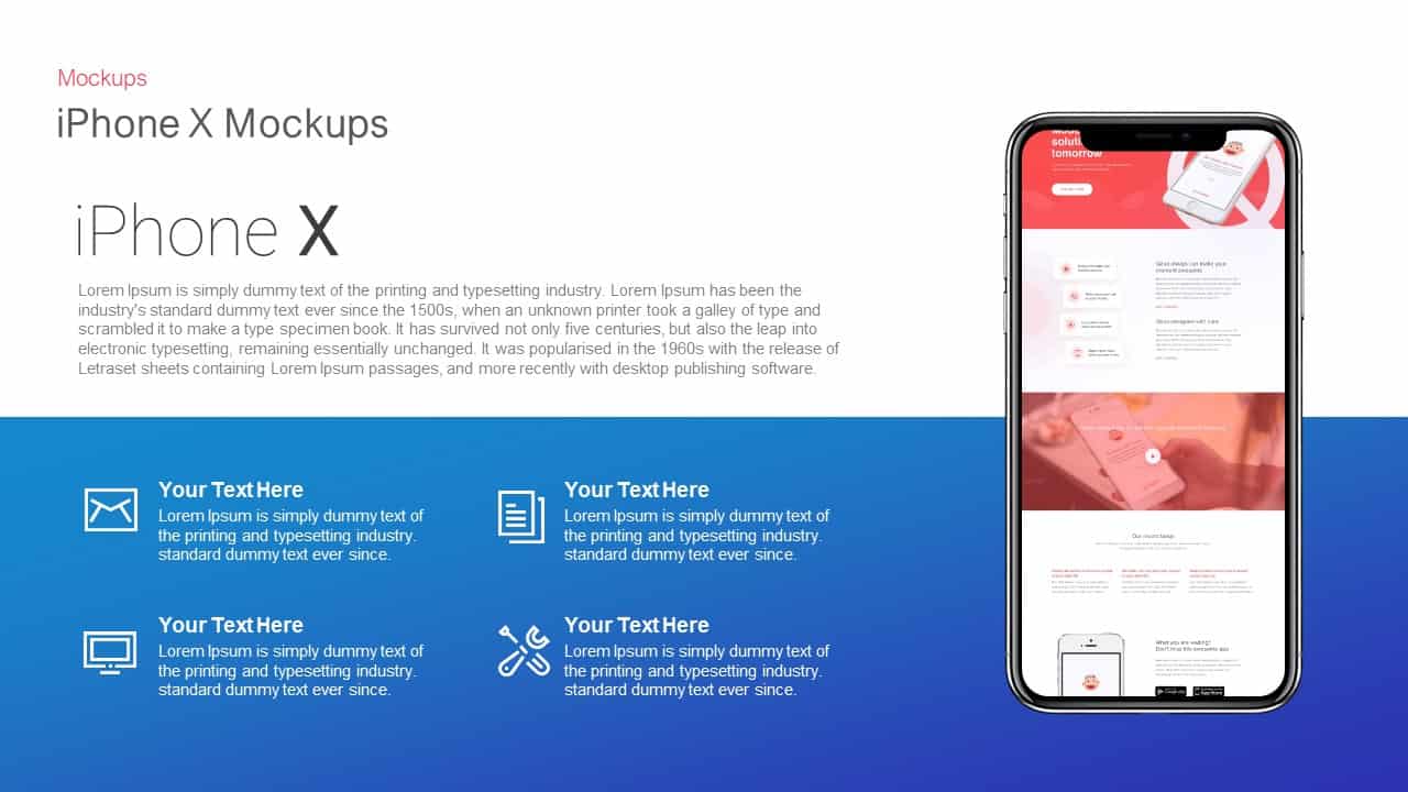 iPhone X Mockups PowerPoint template