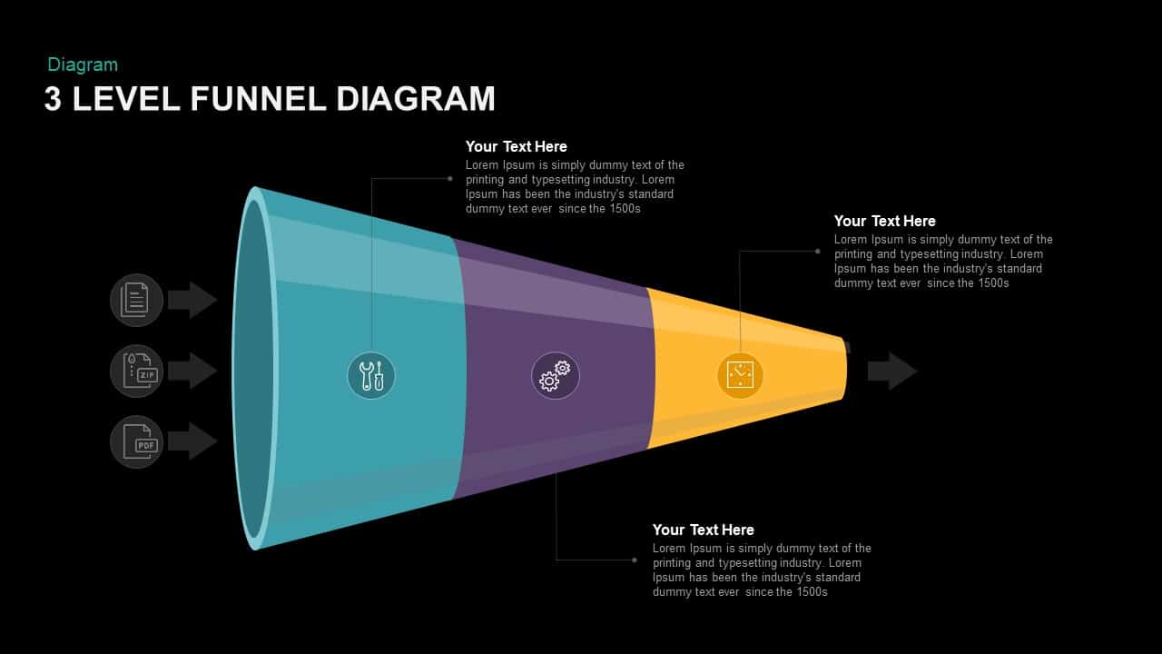 3 Level Funnel Diagram PowerPoint template