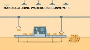 Manufacturing Warehouse Conveyor PowerPoint Template and Keynote Slide