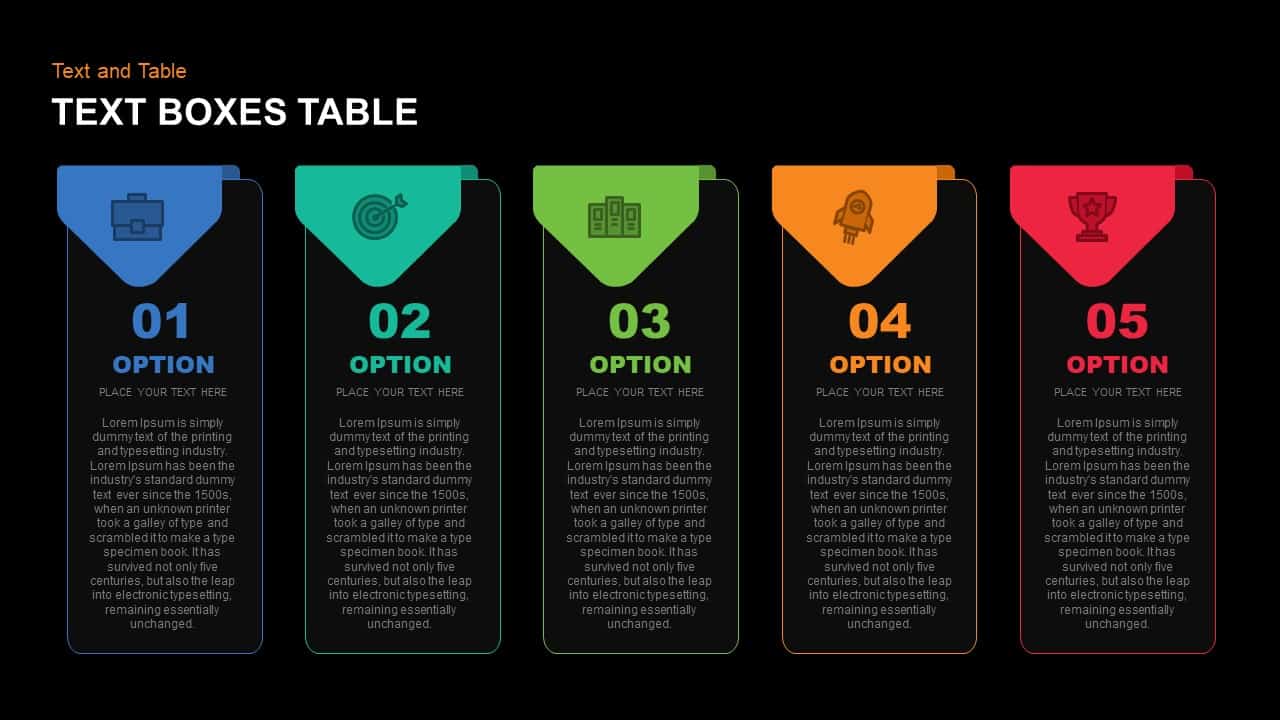 Text Boxes Table PowerPoint Template