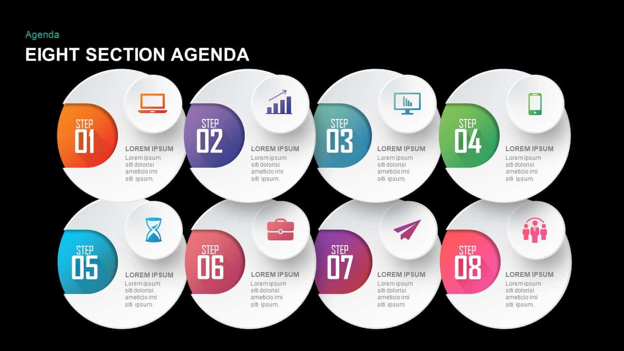 Eight Section Agenda PowerPoint Template