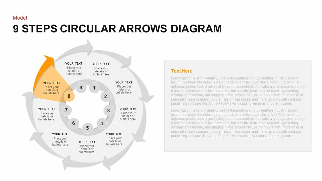 9 Steps Circular Arrows Diagram
