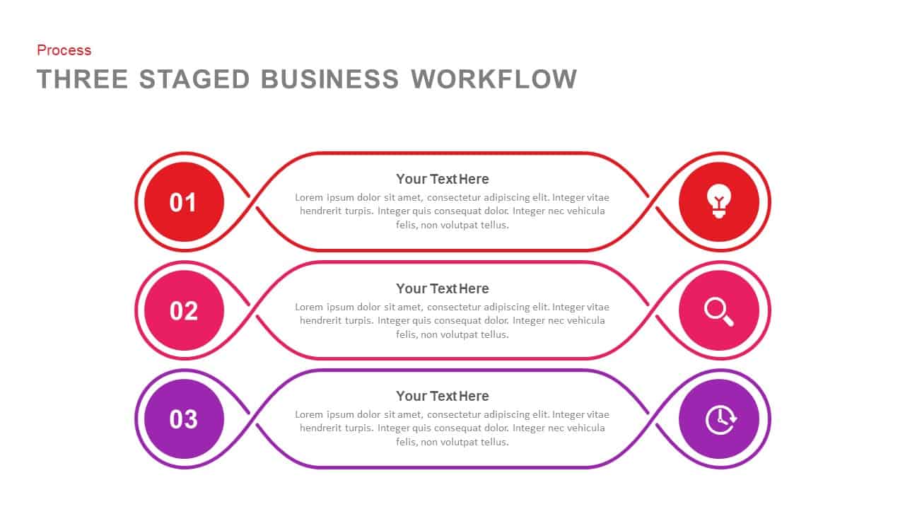 3 Staged Business Workflow PowerPoint Template and Keynote