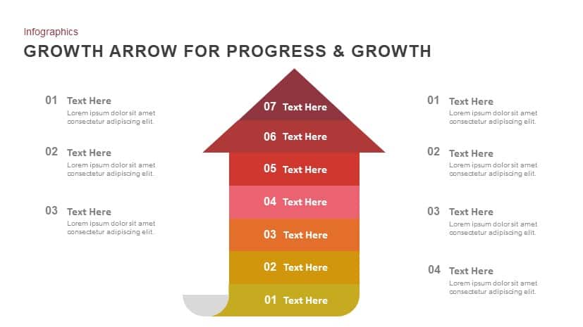 Progress and growth arrow powerpoint template