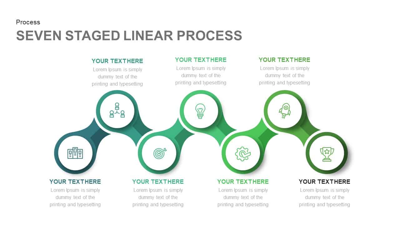 5 Staged Linear Process Diagram PowerPoint Template